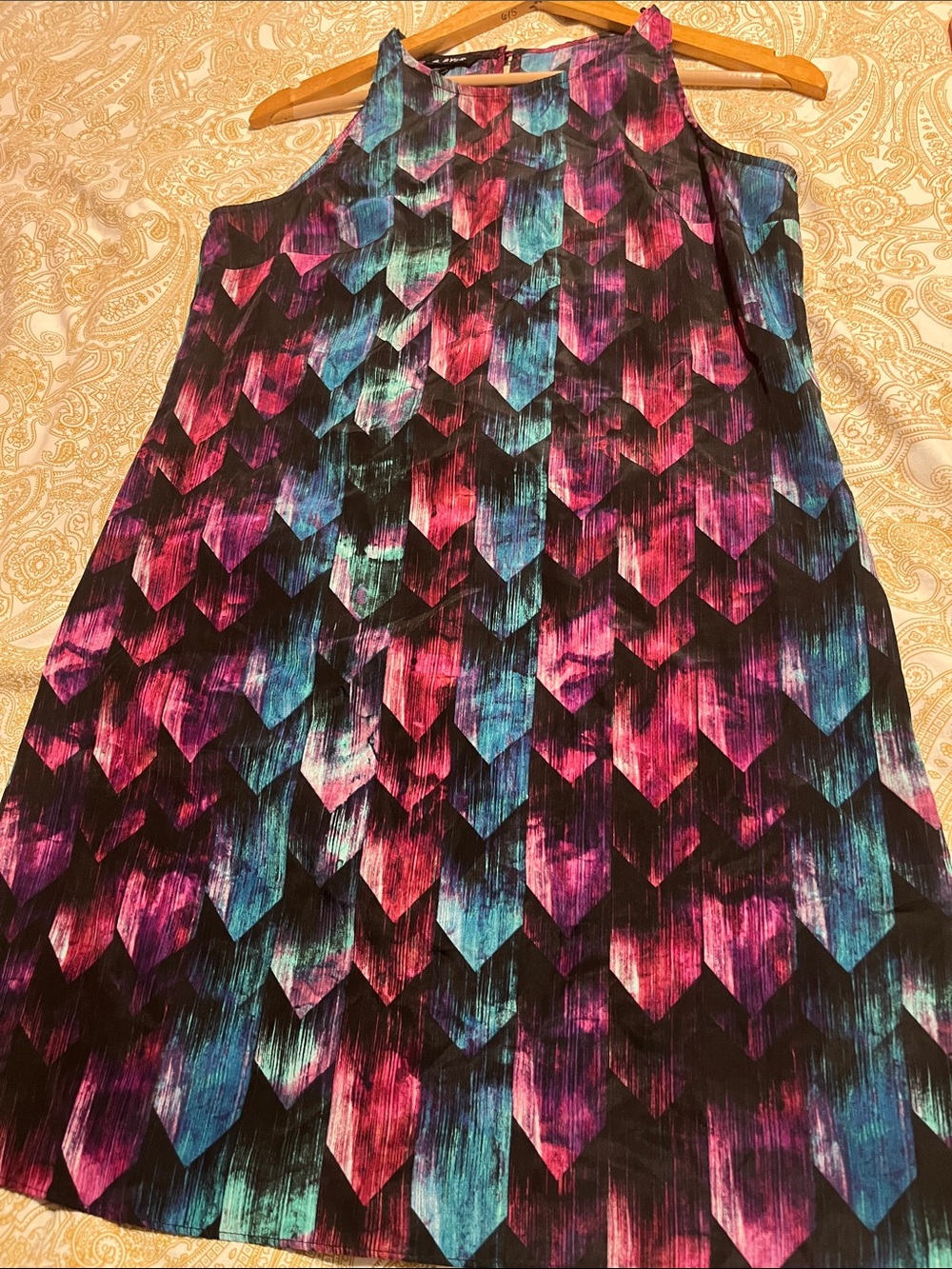 A. Byer Sleeveless Mini Dress in Black, Pink & Blue